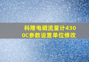 科隆电磁流量计4300C参数设置单位修改