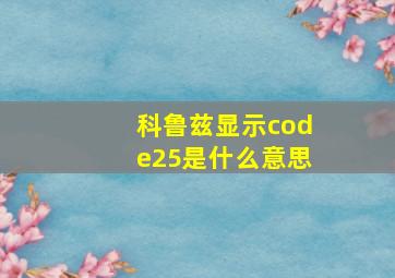 科鲁兹显示code25是什么意思