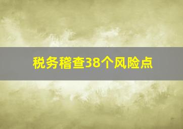 税务稽查38个风险点