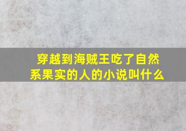 穿越到海贼王吃了自然系果实的人的小说叫什么