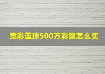 竞彩篮球500万彩票怎么买