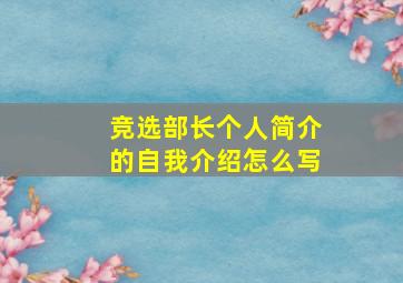 竞选部长个人简介的自我介绍怎么写