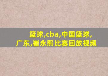 篮球,cba,中国篮球,广东,崔永熙比赛回放视频