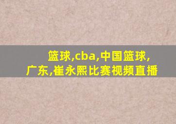 篮球,cba,中国篮球,广东,崔永熙比赛视频直播