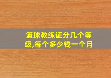 篮球教练证分几个等级,每个多少钱一个月
