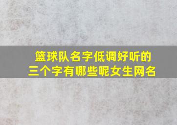 篮球队名字低调好听的三个字有哪些呢女生网名