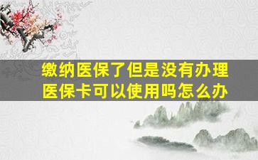 缴纳医保了但是没有办理医保卡可以使用吗怎么办