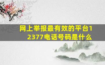 网上举报最有效的平台12377电话号码是什么