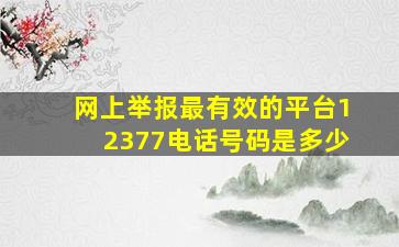 网上举报最有效的平台12377电话号码是多少