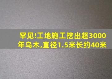 罕见!工地施工挖出超3000年乌木,直径1.5米长约40米