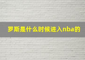 罗斯是什么时候进入nba的