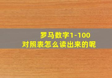 罗马数字1-100对照表怎么读出来的呢