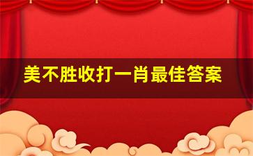 美不胜收打一肖最佳答案