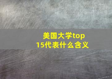 美国大学top15代表什么含义