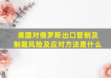 美国对俄罗斯出口管制及制裁风险及应对方法是什么