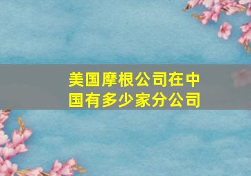 美国摩根公司在中国有多少家分公司