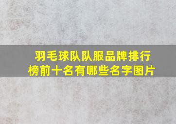 羽毛球队队服品牌排行榜前十名有哪些名字图片