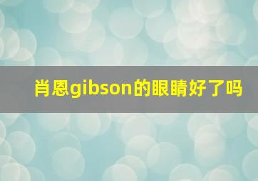 肖恩gibson的眼睛好了吗