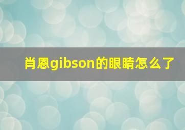 肖恩gibson的眼睛怎么了