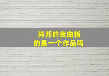 肖邦的夜曲指的是一个作品吗