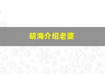 胡海介绍老婆