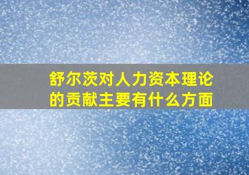 舒尔茨对人力资本理论的贡献主要有什么方面