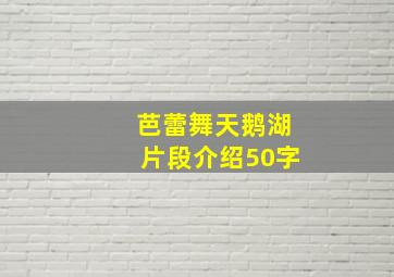 芭蕾舞天鹅湖片段介绍50字