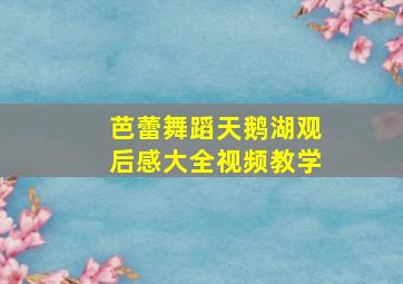 芭蕾舞蹈天鹅湖观后感大全视频教学