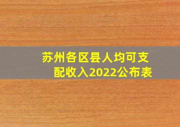 苏州各区县人均可支配收入2022公布表