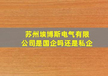 苏州埃博斯电气有限公司是国企吗还是私企