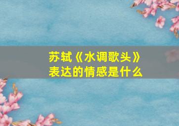 苏轼《水调歌头》表达的情感是什么