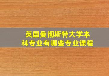 英国曼彻斯特大学本科专业有哪些专业课程