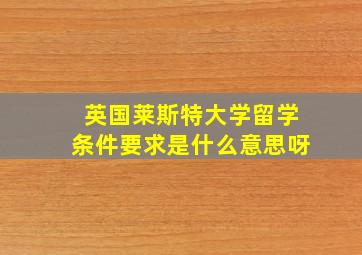 英国莱斯特大学留学条件要求是什么意思呀