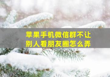 苹果手机微信群不让别人看朋友圈怎么弄