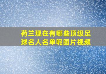 荷兰现在有哪些顶级足球名人名单呢图片视频