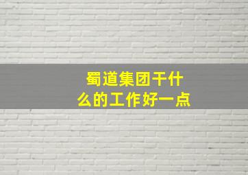 蜀道集团干什么的工作好一点