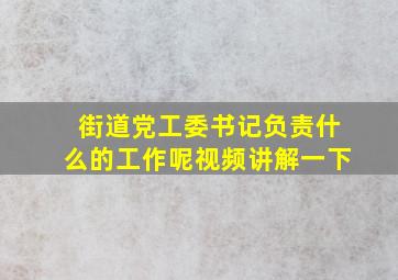 街道党工委书记负责什么的工作呢视频讲解一下