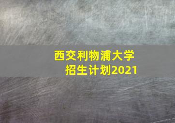 西交利物浦大学招生计划2021