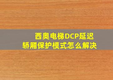 西奥电梯DCP延迟轿厢保护模式怎么解决