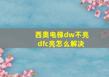 西奥电梯dw不亮dfc亮怎么解决