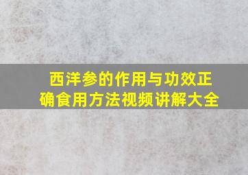 西洋参的作用与功效正确食用方法视频讲解大全