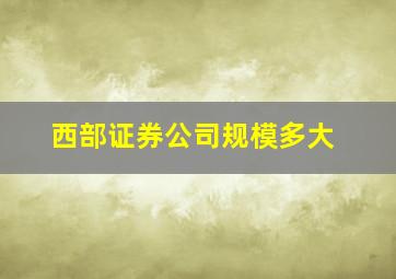 西部证券公司规模多大