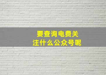 要查询电费关注什么公众号呢