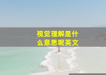 视觉理解是什么意思呢英文