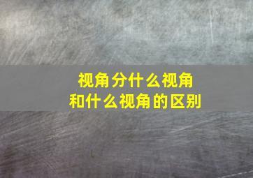 视角分什么视角和什么视角的区别