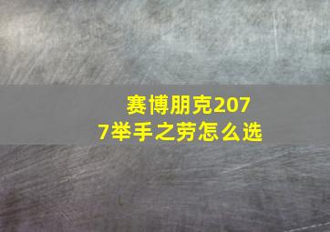 赛博朋克2077举手之劳怎么选