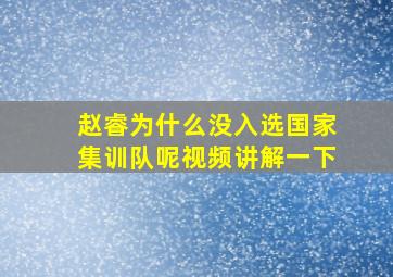 赵睿为什么没入选国家集训队呢视频讲解一下