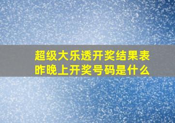 超级大乐透开奖结果表昨晚上开奖号码是什么