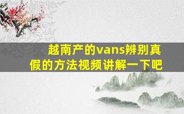 越南产的vans辨别真假的方法视频讲解一下吧