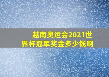 越南奥运会2021世界杯冠军奖金多少钱啊